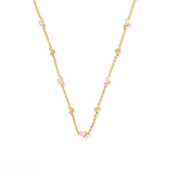 Kendra Scott Haven Heart Strand Necklace in Pink Enamel new - Picture 1 of 3